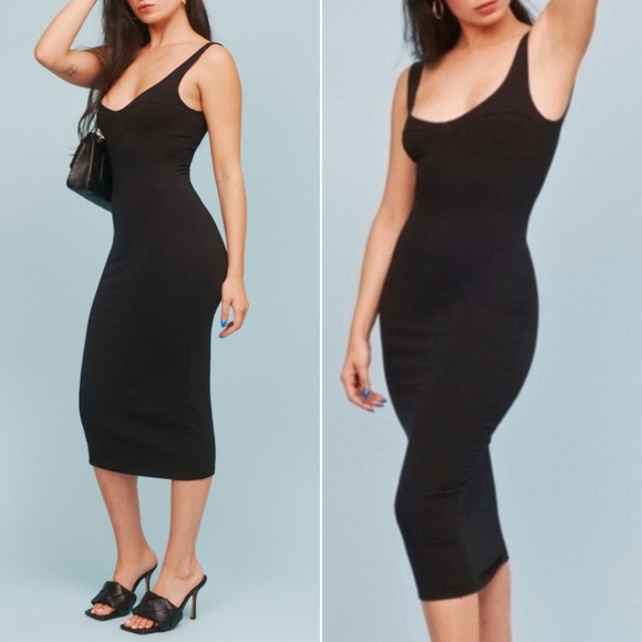 NEW Reformation Braun Dress Black Medium - Picture 1 of 15